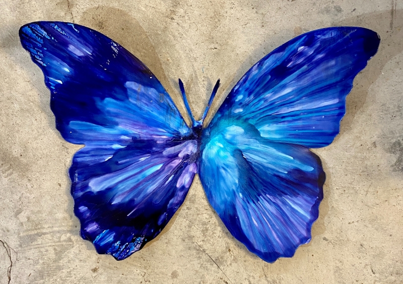 mini blue tie dye butterfly 2 by artist Deborah Argyropoulos